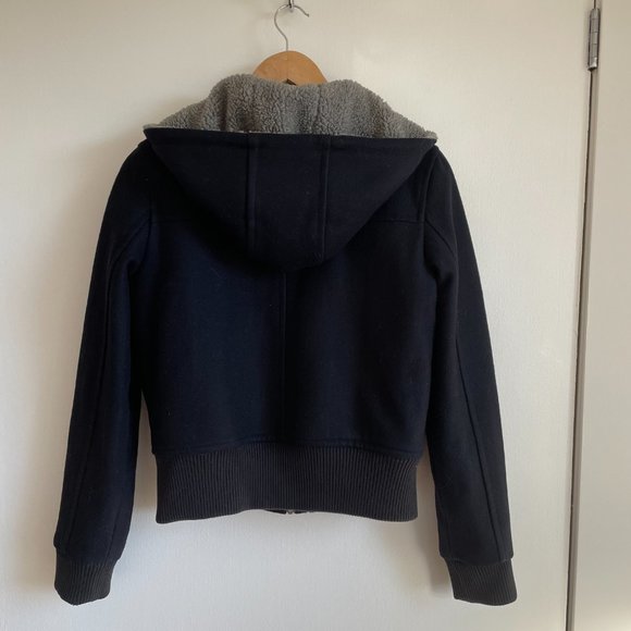 Jacob Connexion - Navy Blue Hooded Pea Coat - Picture 14 of 16